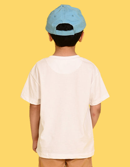Nusyl Boys White Gamer Text Printed Short sleeve Cotton Blend Oversized T-shirts