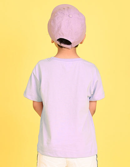 Nusyl Boys Lilac Gamer Text Printed Short sleeve Cotton Blend Oversized T-shirts