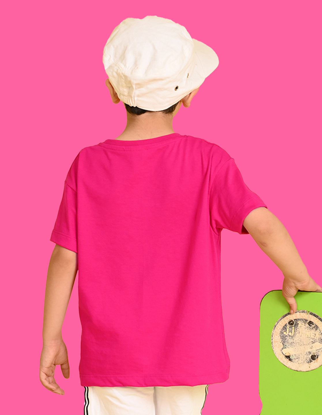 Nusyl Boys Hot Pink Gamer Text Printed Short sleeve Cotton Blend Oversized T-shirts