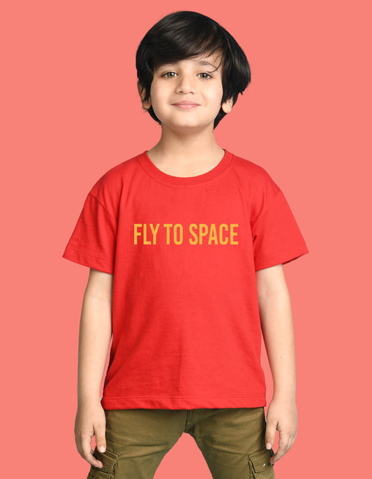 Nusyl Boys Red Astronaut & Text Printed Short Sleeve Oversized T-Shirt