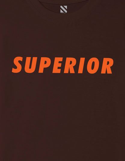 Nusyl Boys Brown Superior Text Printed Short sleeve Cotton Blend Oversized T-shirts