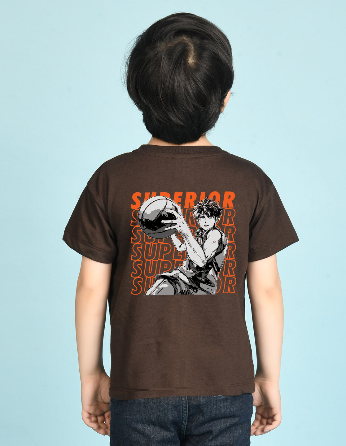 Nusyl Boys Brown Superior Text Printed Short sleeve Cotton Blend Oversized T-shirts