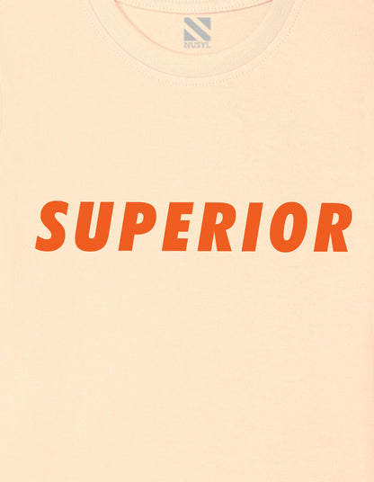 Nusyl Boys Beige Superior Text Printed Short sleeve Cotton Blend Oversized T-shirts