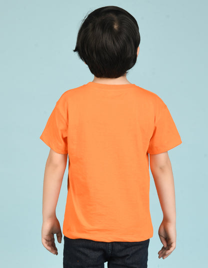 Nusyl Boys Orange You Only Live Once Text Printed Short sleeve Cotton Blend Oversized T-shirts