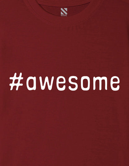 Nusyl Boys Wine Awesome Text Printed Short sleeve Cotton Blend Oversized T-shirts