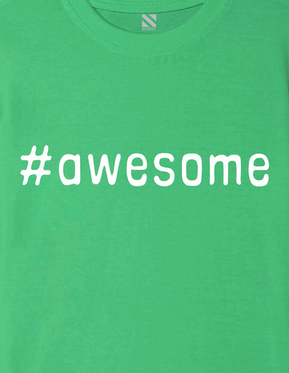 Nusyl Boys Green Awesome Text Printed Short sleeve Cotton Blend Oversized T-shirts