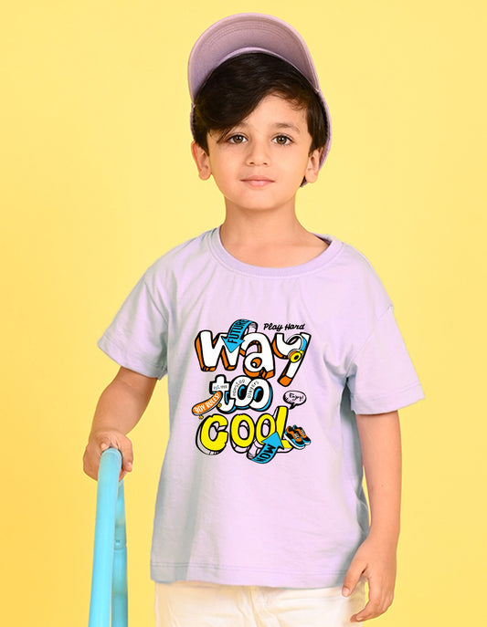 Nusyl Boys Lilac Way To Cool Text Printed Short sleeve Cotton Blend Oversized T-shirts