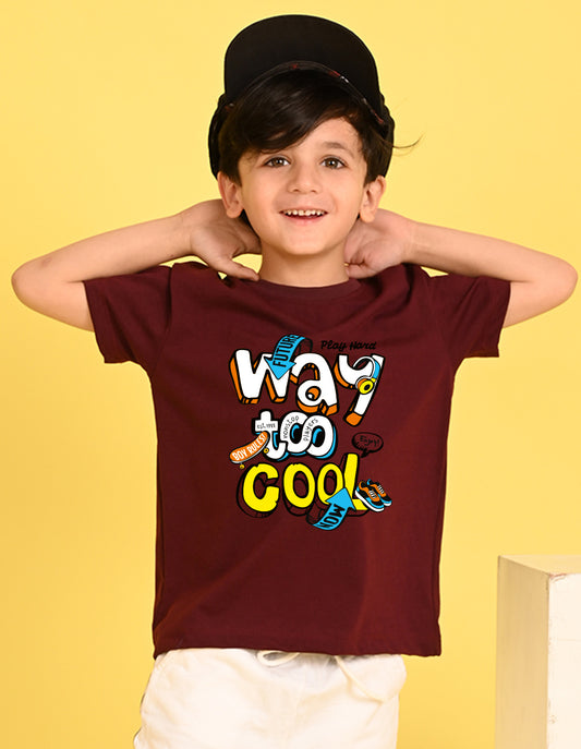 Nusyl Boys Wine Way To Cool Text Printed Short sleeve Cotton Blend Oversized T-shirts