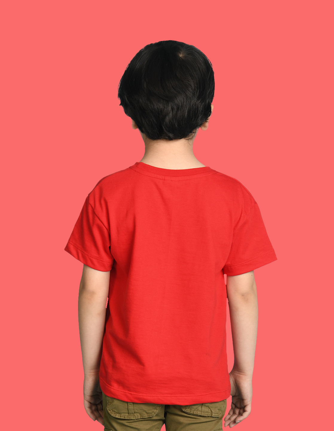 Nusyl Boys Red Shark & Text Printed Short sleeve Cotton Blend Oversized T-shirts