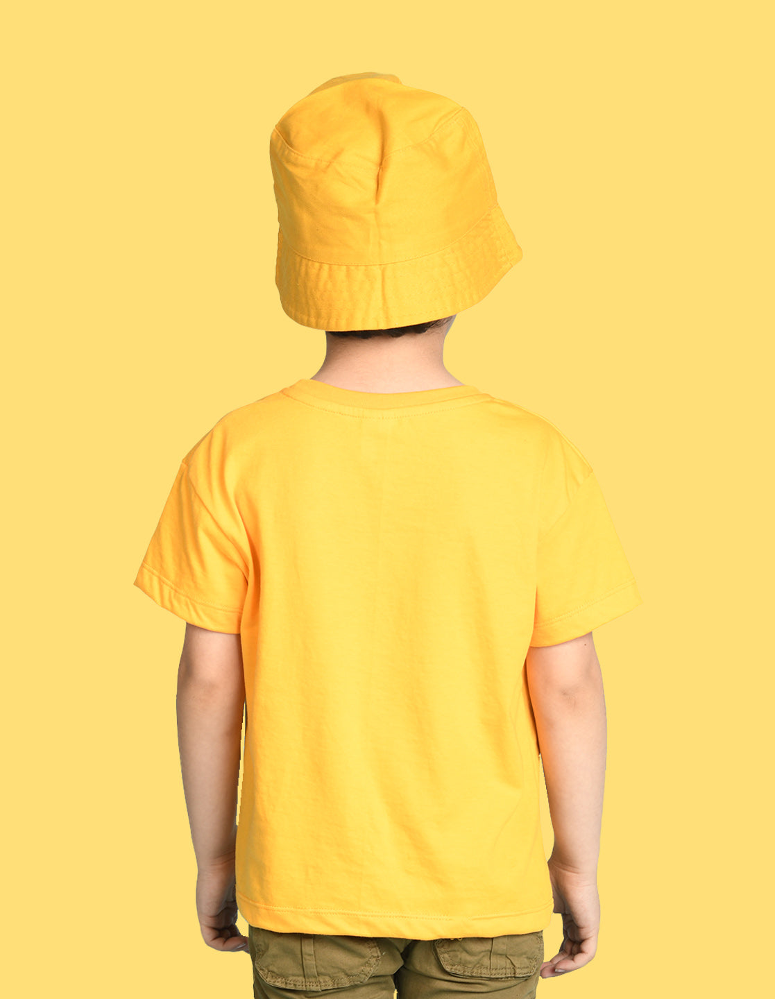 Nusyl Boys Yellow Dinosaur & Text Printed Short sleeve Cotton Blend Oversized T-shirts