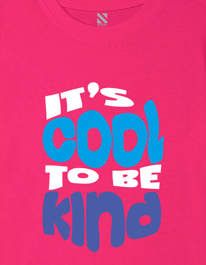 Nusyl Boys Hot Pink It's Cool To Be Kind Text Printed Short sleeve Cotton Blend Oversized T-shirts