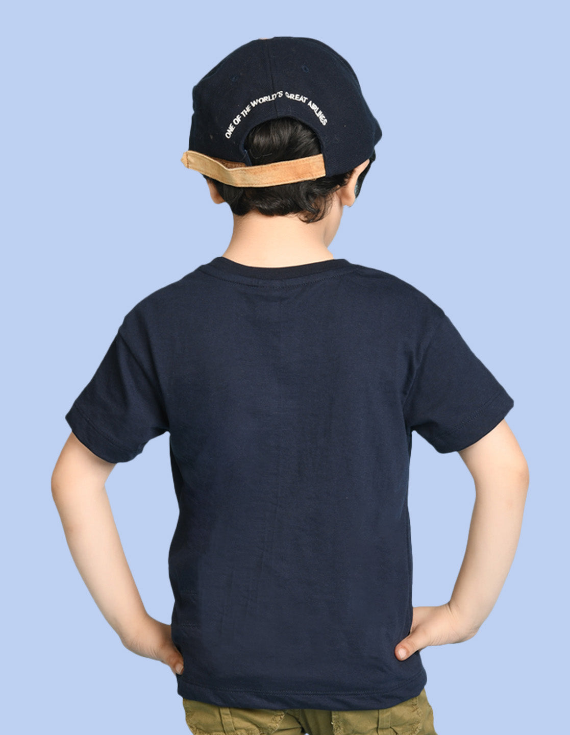 Nusyl Boys Navy Blue Space Text Printed Short Sleeve Oversized T-Shirt