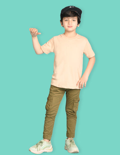Nusyl Boys Beige & Brown Solid  Oversized T-Shirt - Pack of 2