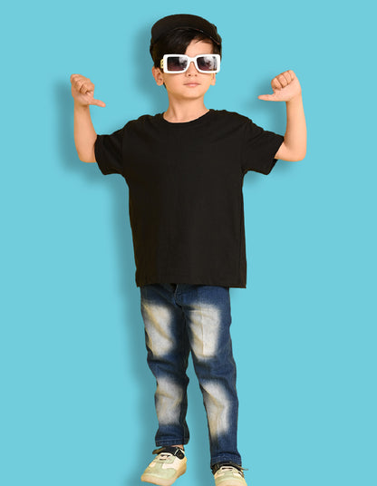 Nusyl Boys Orange & Black Solid  Oversized T-Shirt - Pack of 2