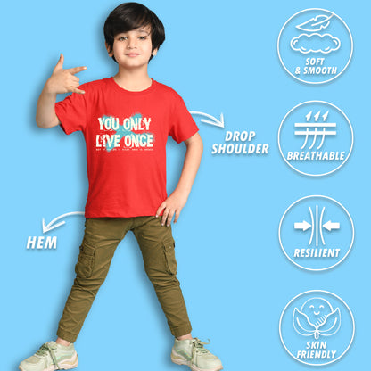 Nusyl Boys Lilac & Black & Red Graphic & Text Printed Oversized T-Shirt - Pack of 3