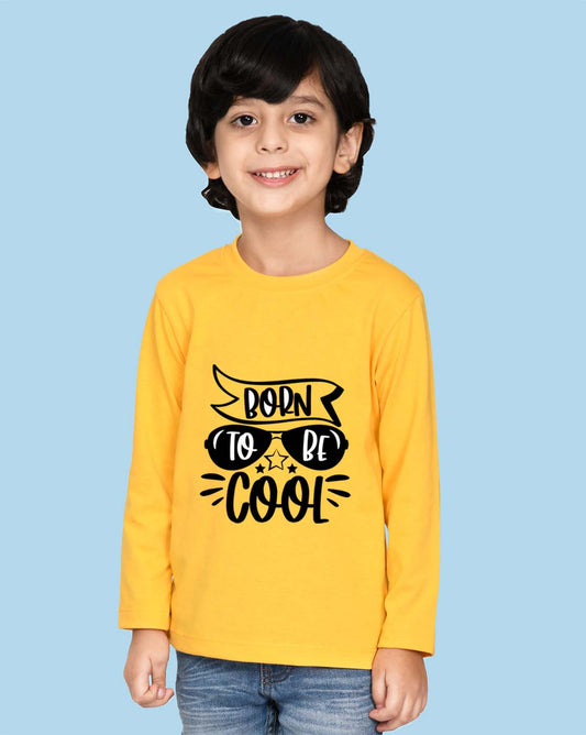 Nusyl Boys Yellow Cool Graphic Printed Full sleeve T-Shirt
