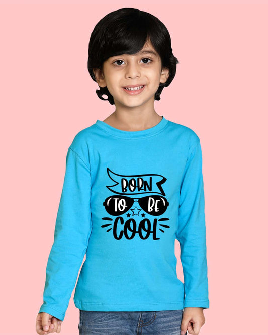 Nusyl Boys Blue Cool Graphic Printed Full sleeve T-Shirt