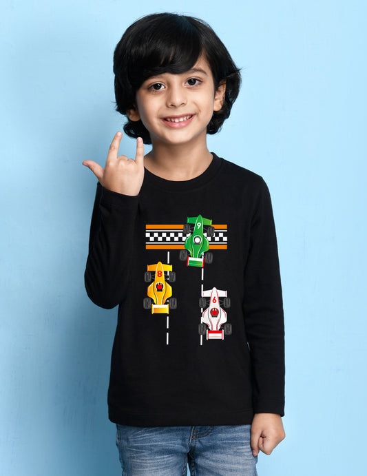 Nusyl Black Biowashed Cotton Full Sleeve T-shirt