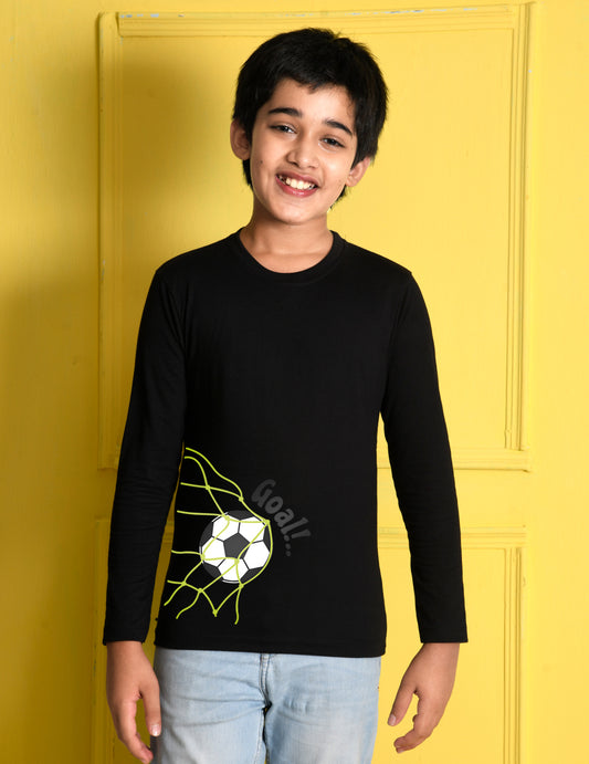 Nusyl Black Biowashed Cotton Full Sleeve T-shirt