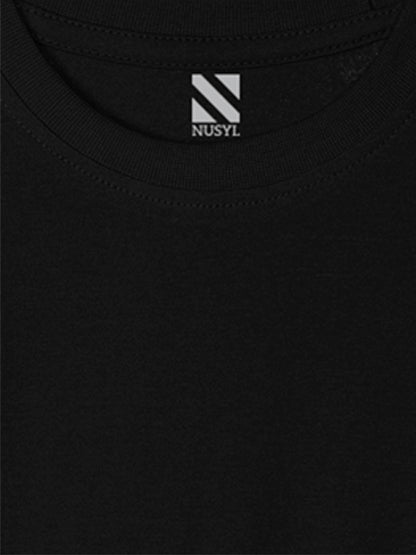 Nusyl Black Biowashed Cotton Full Sleeve T-shirt