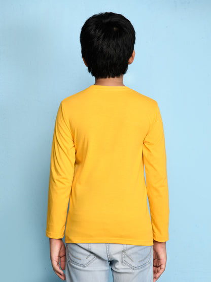 Nusyl Yellow Biowashed Cotton Full Sleeve T-shirt