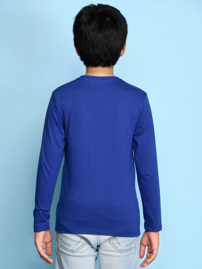 Nusyl Royal Blue Biowashed Cotton Full Sleeve T-shirt