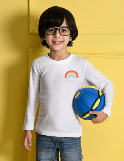 Nusyl White Biowashed Cotton Full Sleeve T-shirt