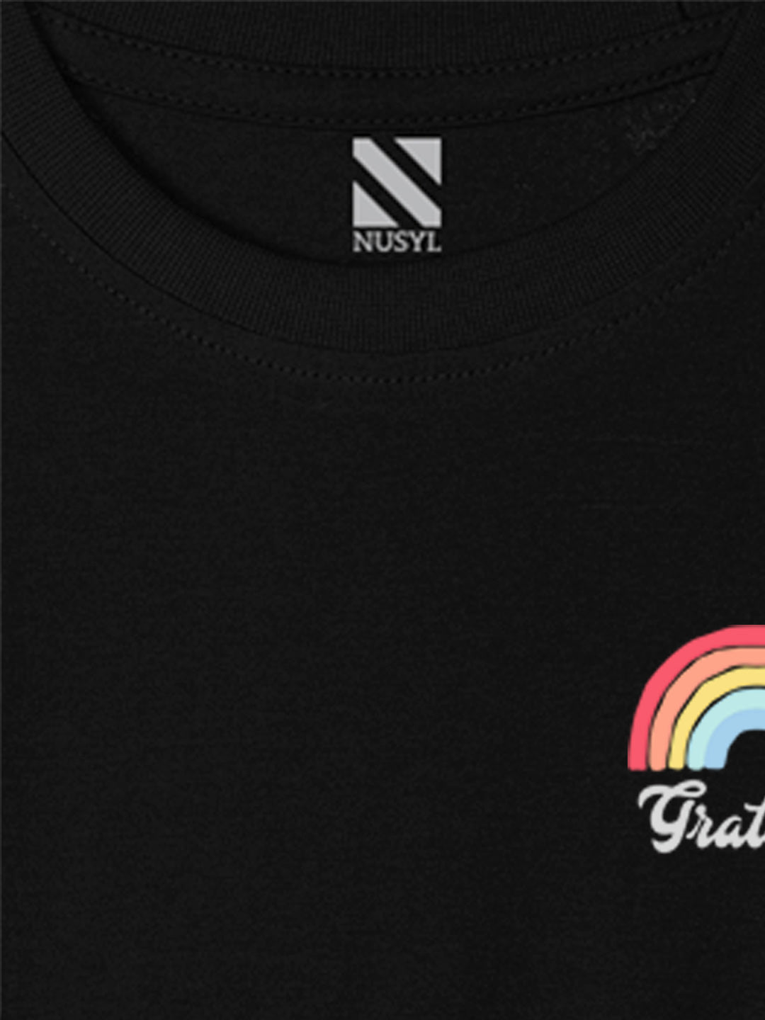 Nusyl Black Biowashed Cotton Full Sleeve T-shirt
