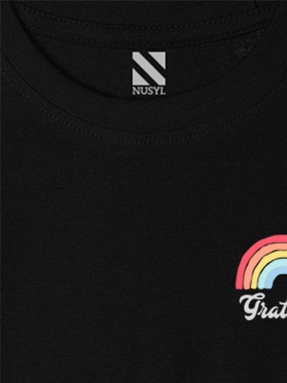Nusyl Black Biowashed Cotton Full Sleeve T-shirt