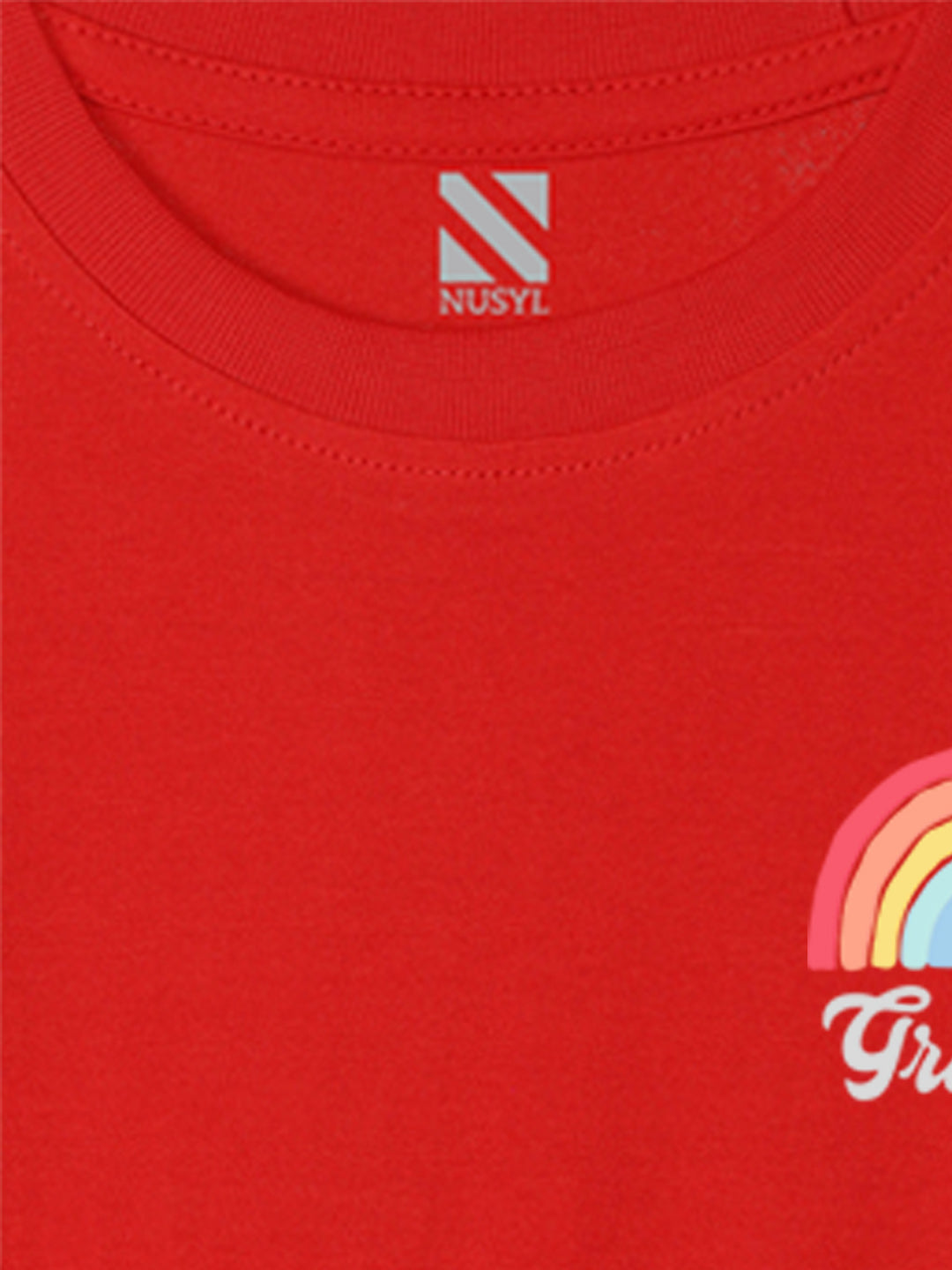 Nusyl Red Biowashed Cotton Full Sleeve T-shirt