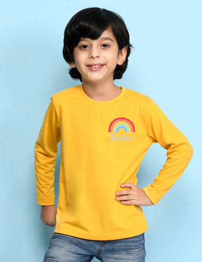 Nusyl Yellow Biowashed Cotton Full Sleeve T-shirt