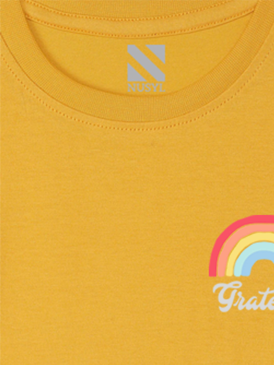 Nusyl Yellow Biowashed Cotton Full Sleeve T-shirt