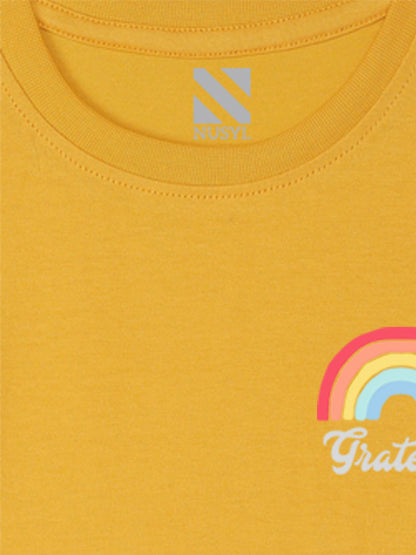 Nusyl Yellow Biowashed Cotton Full Sleeve T-shirt