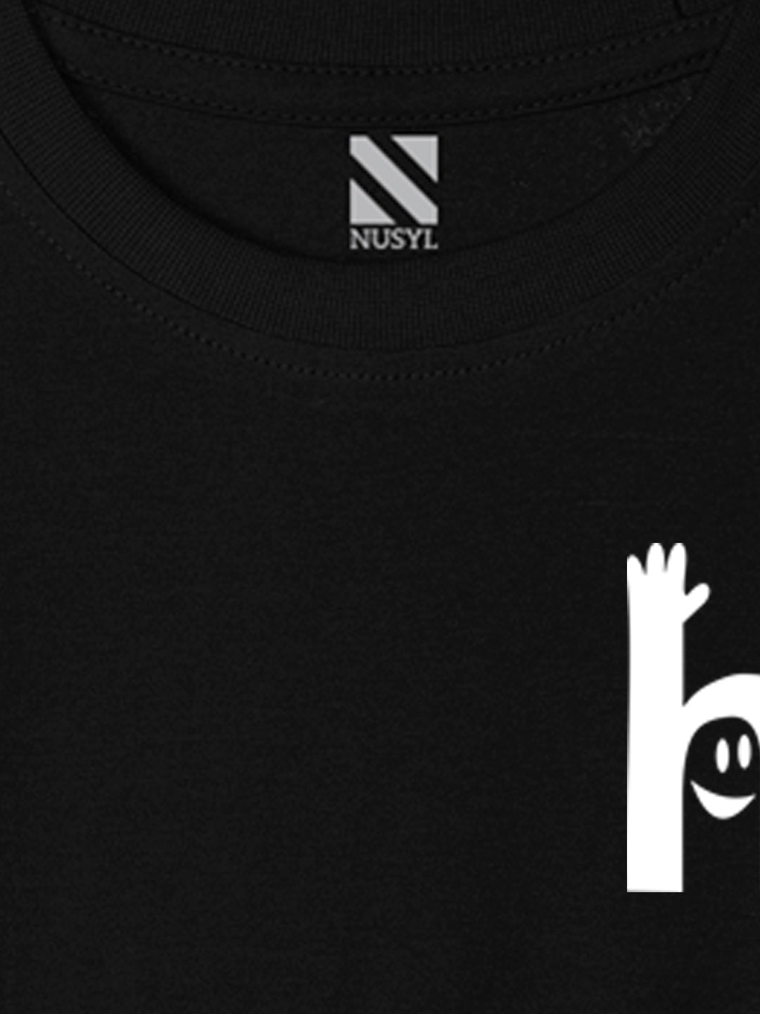 Nusyl Black Biowashed Cotton Full Sleeve T-shirt