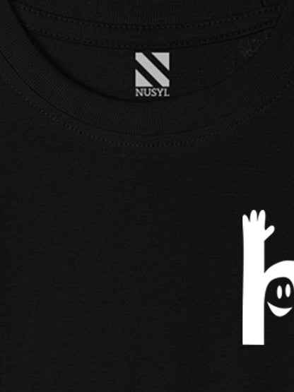 Nusyl Black Biowashed Cotton Full Sleeve T-shirt