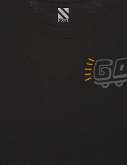 Nusyl Black Biowashed Cotton Full Sleeve T-shirt