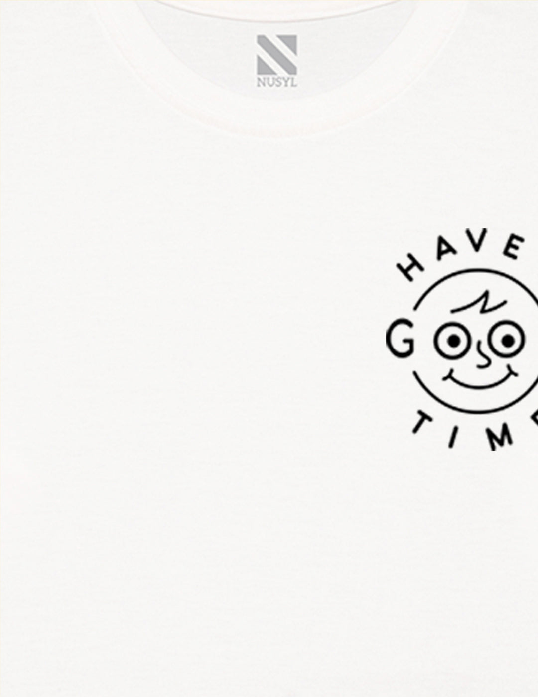 Nusyl White Biowashed Cotton Full Sleeve T-shirt