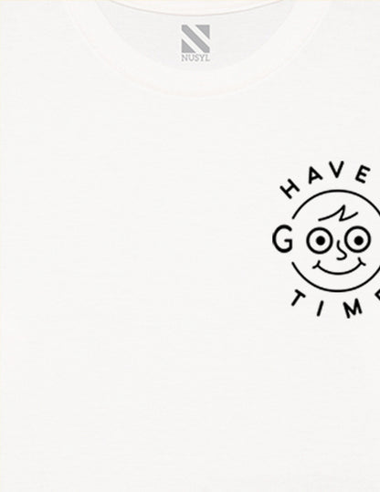 Nusyl White Biowashed Cotton Full Sleeve T-shirt