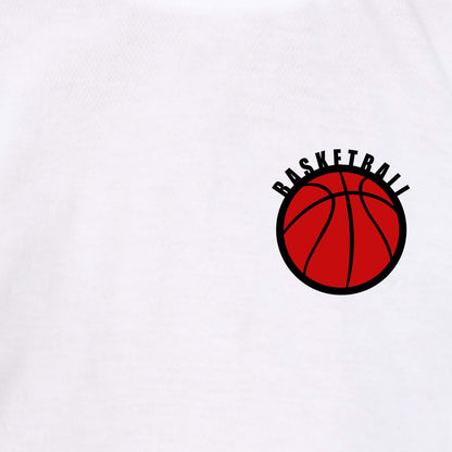 Nusyl White Basketball Printed Full Sleeve Cotton T-Shirts for Boys