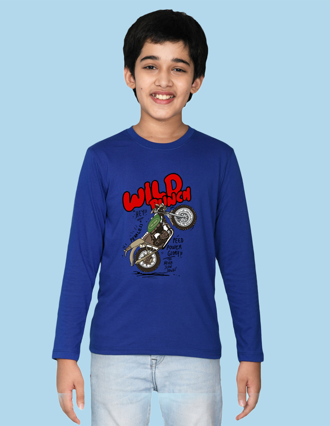 NUSYL Boy's Royal Blue Wild Punch Text Printed Regular Fit T-Shirt