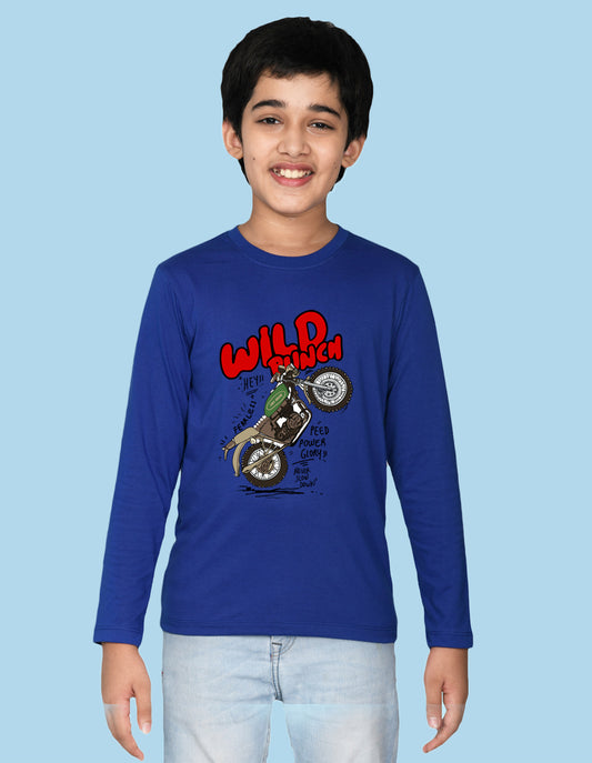 NUSYL Boy's Royal Blue Wild Punch Text Printed Regular Fit T-Shirt
