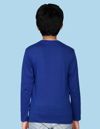 NUSYL Boy's Royal Blue Wild Punch Text Printed Regular Fit T-Shirt