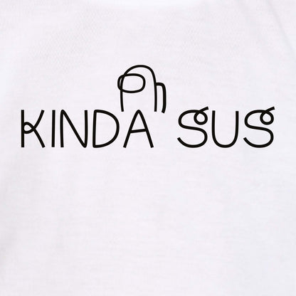 Nusyl White Kinda sus Text Printed Full Sleeve Cotton T-Shirts for Boys
