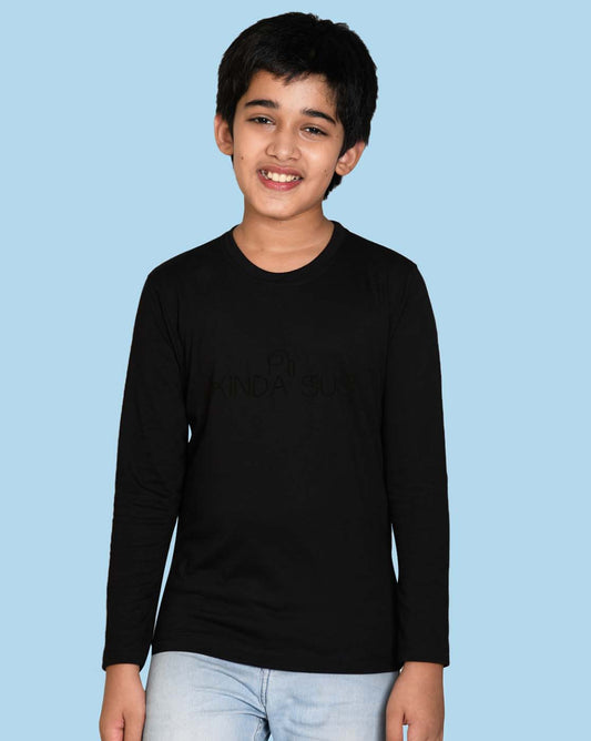 Nusyl Black Kinda sus Text Printed Full Sleeve Cotton T-Shirts for Boys