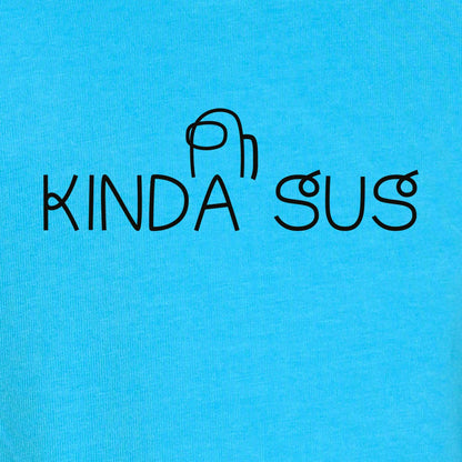 Nusyl Sky Blue Kinda sus Text Printed Full Sleeve Cotton T-Shirts for Boys