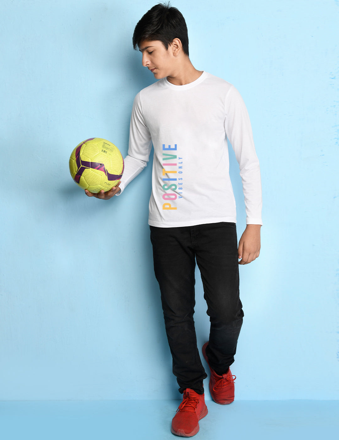Nusyl White Biowashed Cotton Full Sleeve T-shirt