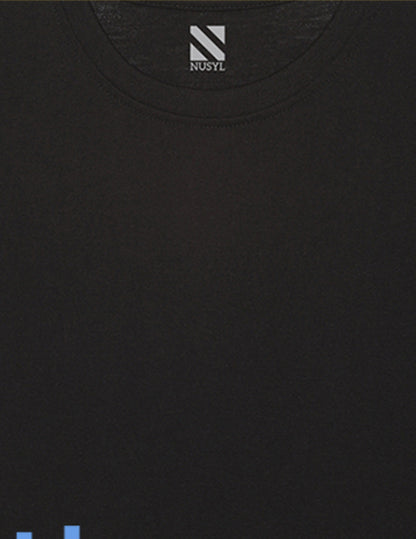 Nusyl Black Biowashed Cotton Full Sleeve T-shirt