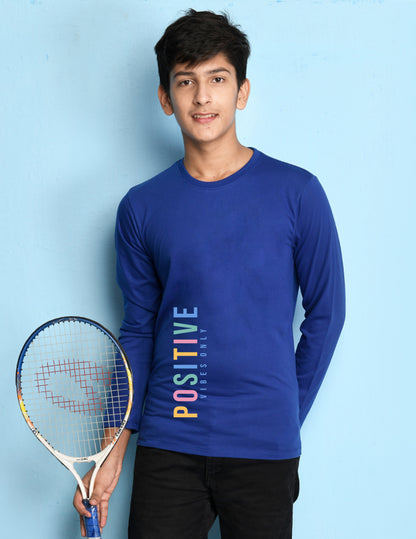 Nusyl Royal Blue Biowashed Cotton Full Sleeve T-shirt