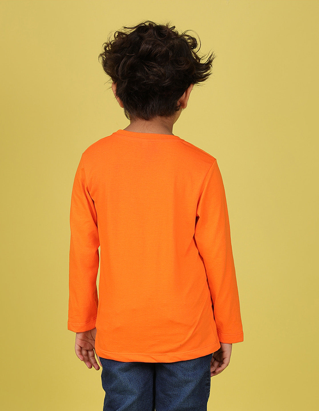 NUSYL Boy's Orange Stay Happy Printed Full sleeves T-Shirt