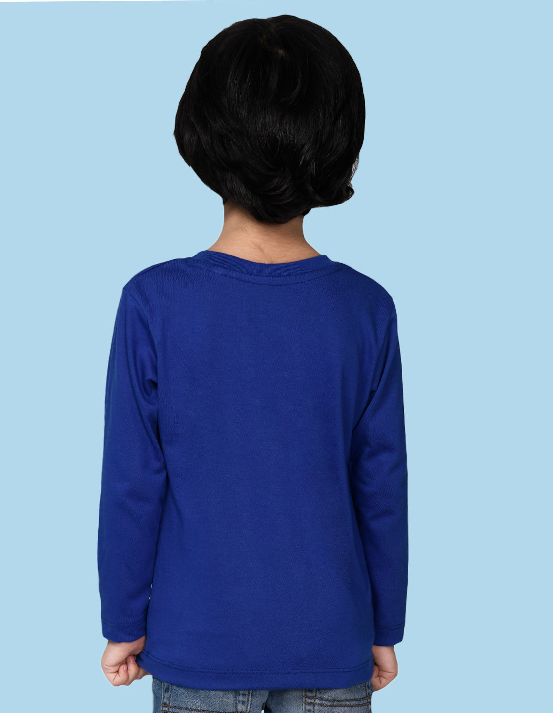 NUSYL Boy's Royal Blue Stay Happy Printed Full sleeves T-Shirt